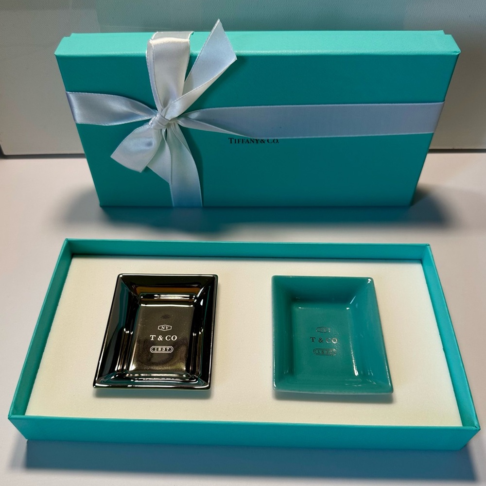 Tiffany & Co. Teal and Silver Dish Set
